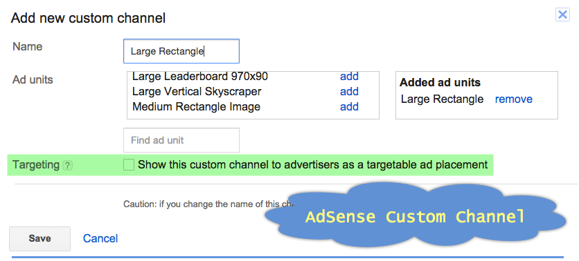 Assign an AdSense ad to a custom channel