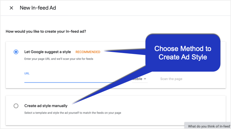 Choose a method for creating an ad style