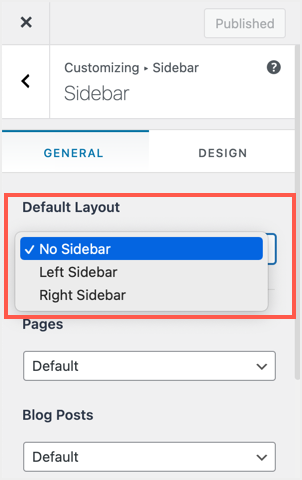 Select sidebar position