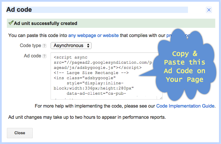Create an AdSense ad code