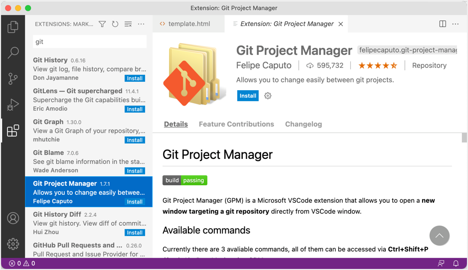 Git Add-ins for Visual Studio Code Editor