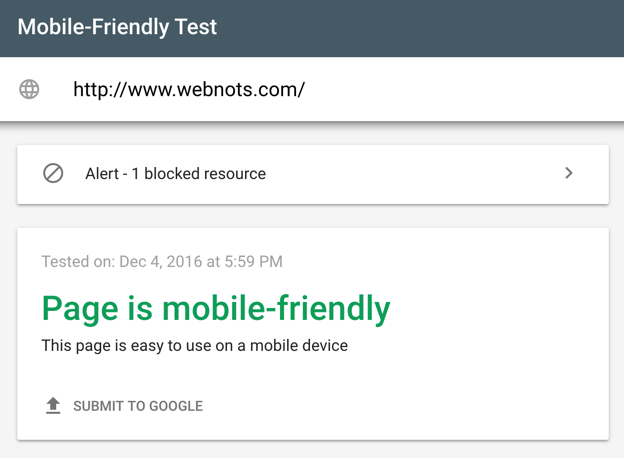 Google mobile testing tool