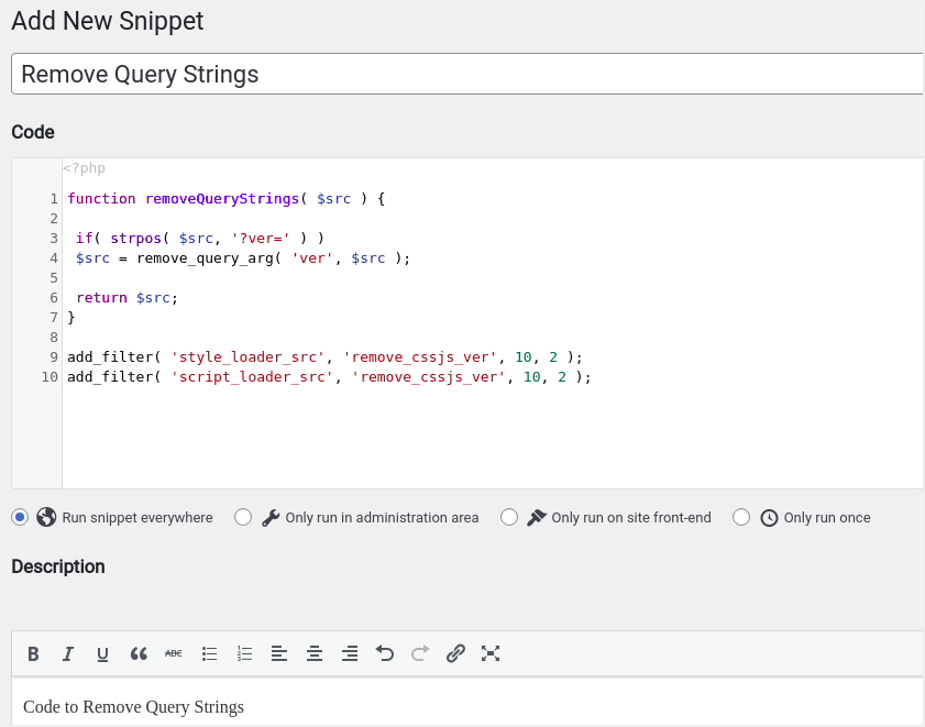 Paste code snippet