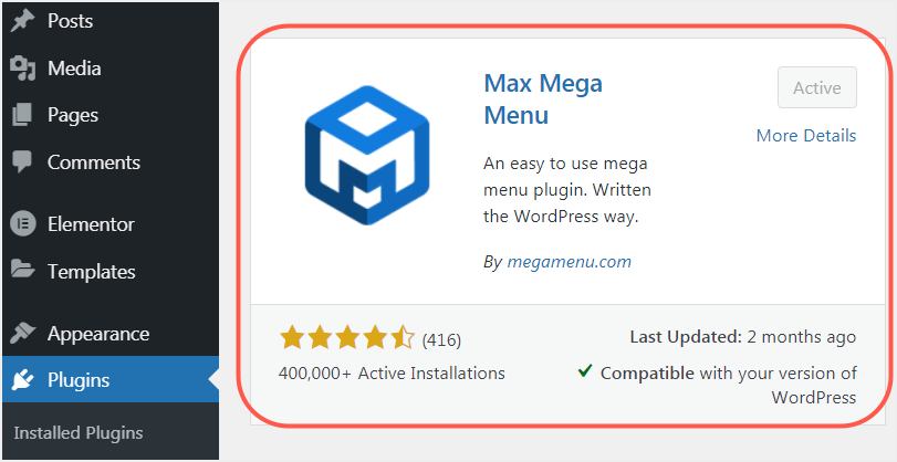 Install Max Mega Menu Plugin
