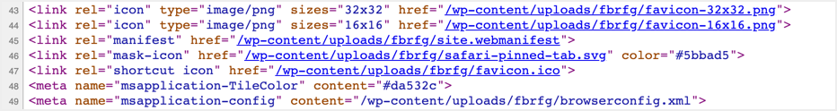 Link meta tags in source code