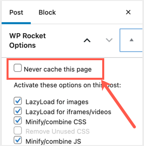 Never cache a specific page