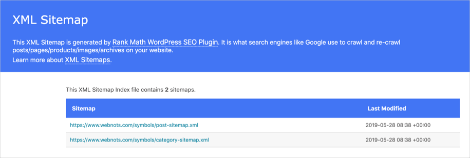 XML Sitemap by Rank Math