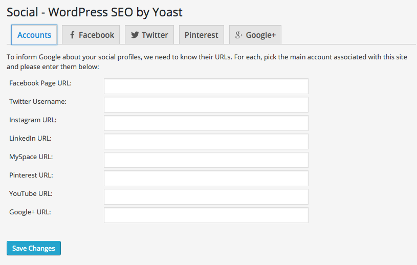 Yoast WordPress SEO Plugin - Social Media Settings