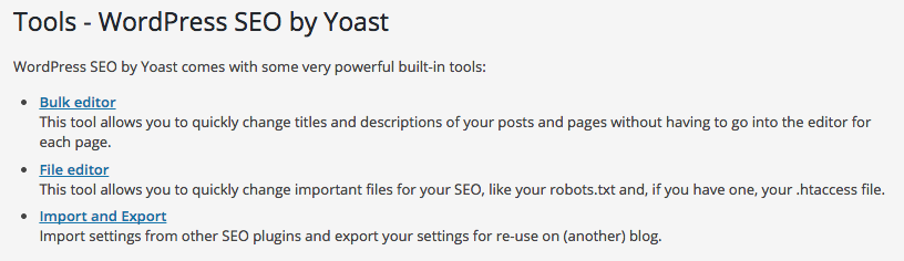 Yoast WordPress SEO Plugin - Tools